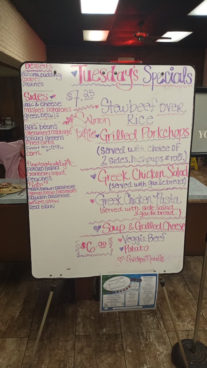 Menu Troutman's Bar-B-Q-8