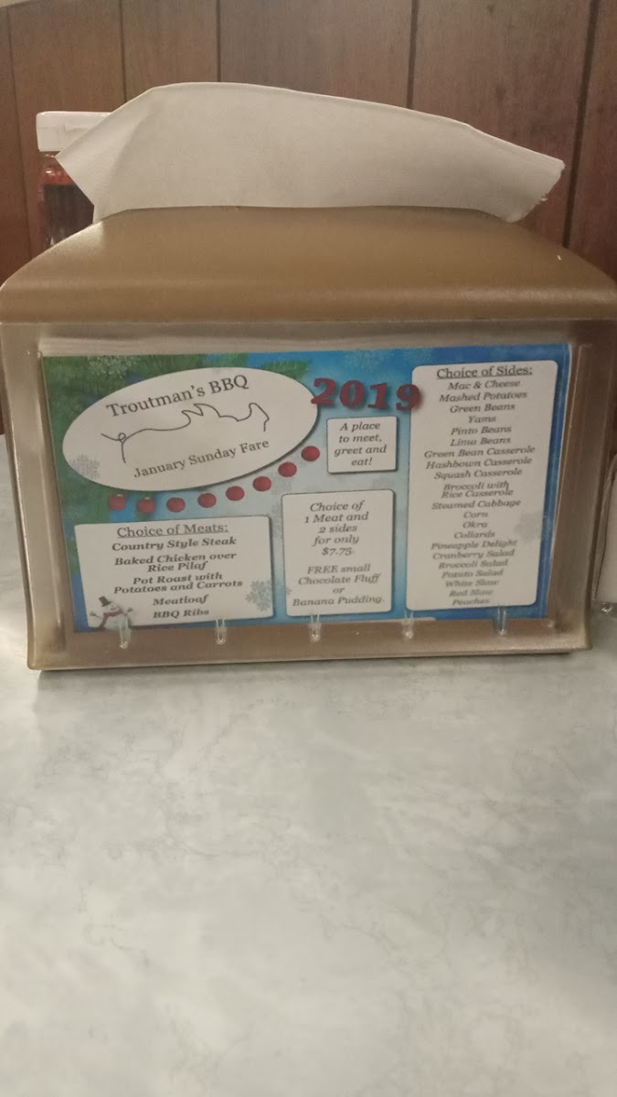 Menu Troutman's Bar-B-Q-9